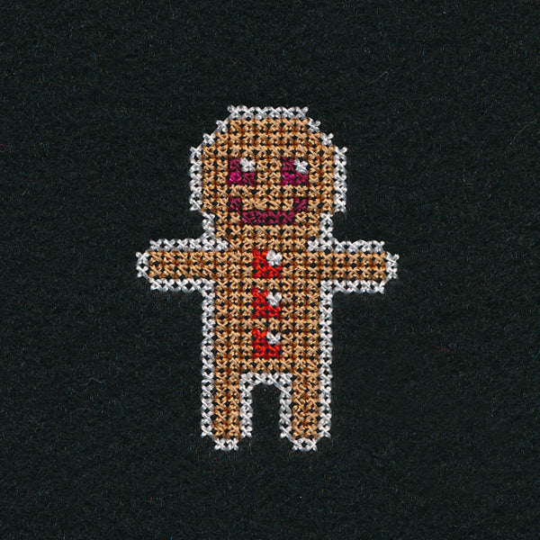 Gingerbread Man Jar Topper (Cross Stitch)