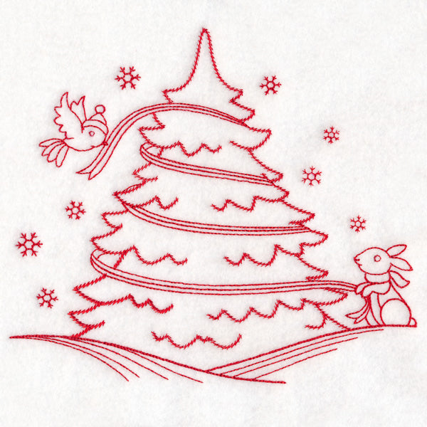 Nostalgic Christmas - Tree (Redwork)