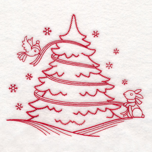 Nostalgic Christmas - Tree (Redwork)