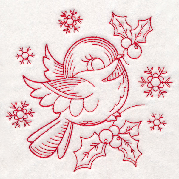 Nostalgic Christmas - Chickadee (Redwork)