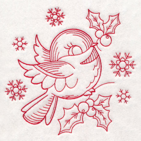Nostalgic Christmas - Chickadee (Redwork)