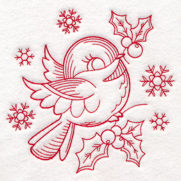 Nostalgic Christmas - Chickadee (Redwork)