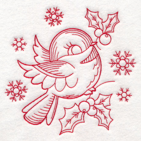 Nostalgic Christmas - Chickadee (Redwork)