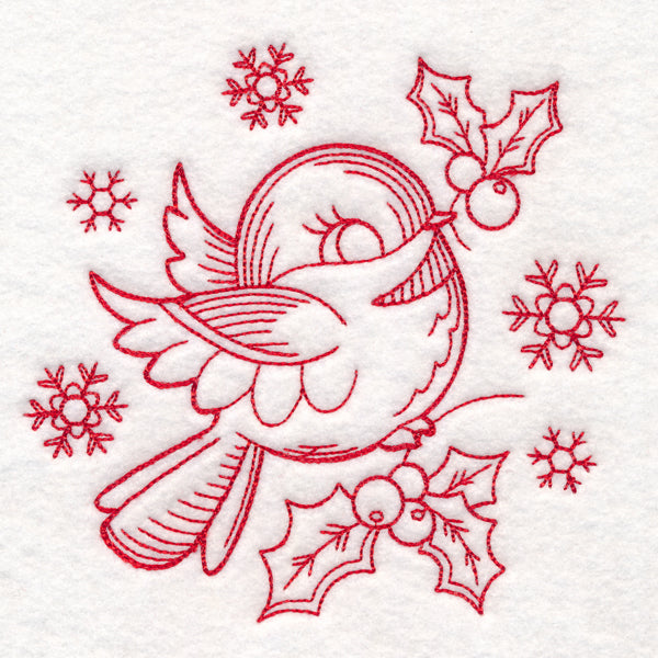 Nostalgic Christmas - Chickadee (Redwork)