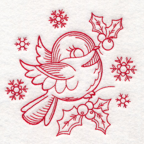 Nostalgic Christmas - Chickadee (Redwork)