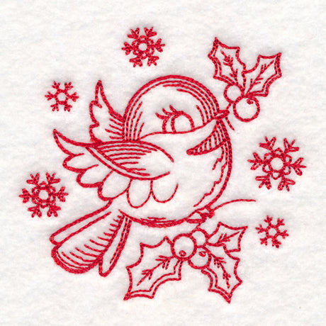 Nostalgic Christmas - Chickadee (Redwork)
