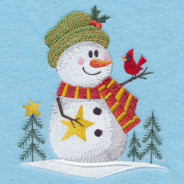 Country Snowman with Cardinal