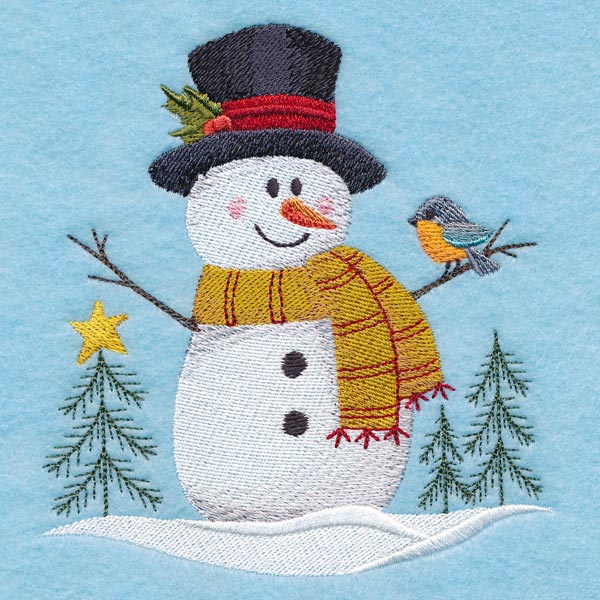 Country Snowman with Robin