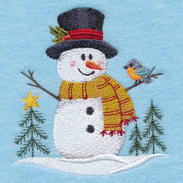 Country Snowman with Robin