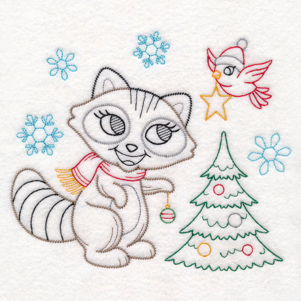 Playful Christmas Raccoon (Vintage)