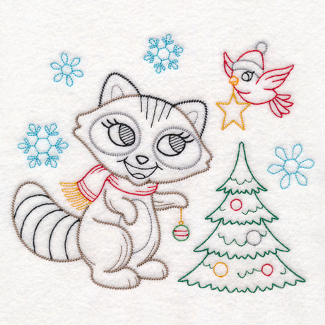 Playful Christmas Raccoon (Vintage)
