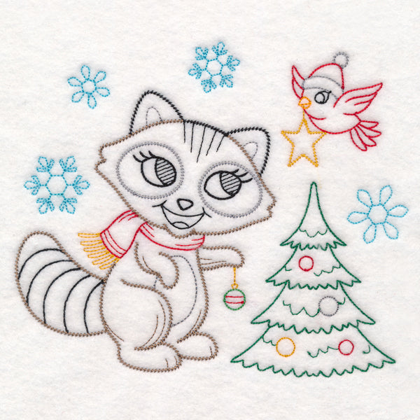Playful Christmas Raccoon (Vintage)