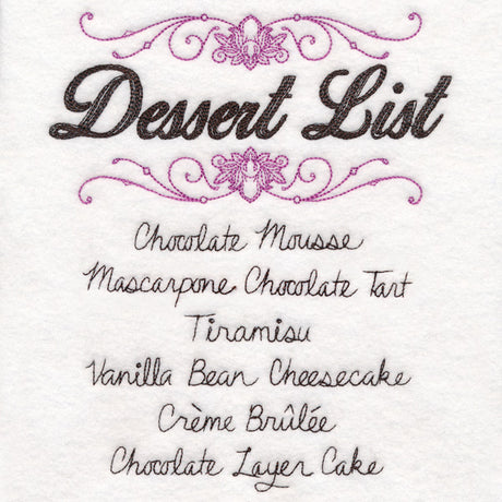 Dessert List