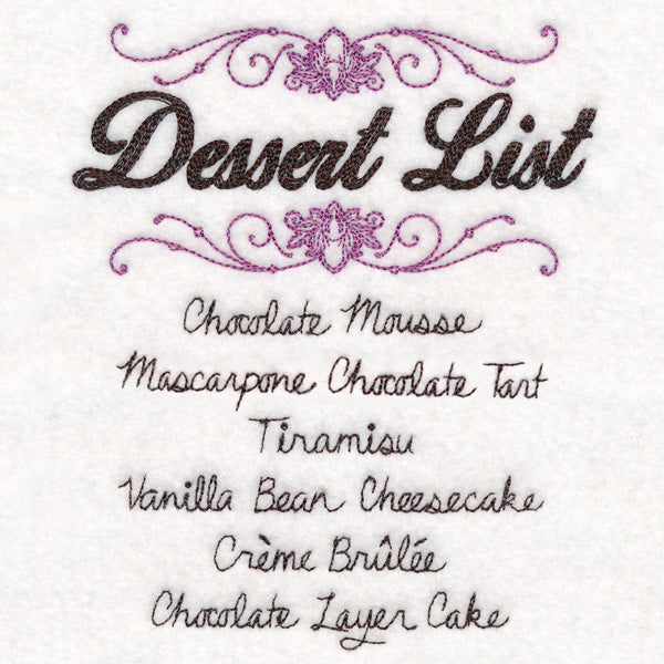 Dessert List