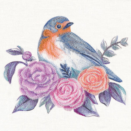 Shimmering Bluebird and Roses