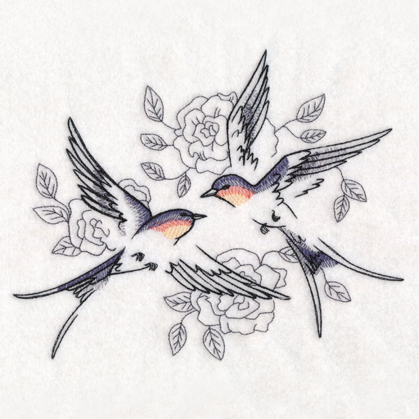 Sweetheart Barn Swallows in Watercolor