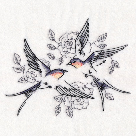 Sweetheart Barn Swallows in Watercolor