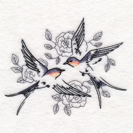 Sweetheart Barn Swallows in Watercolor