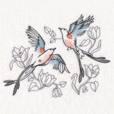 Sweetheart Scissor-Tailed Flycatchers in Watercolor