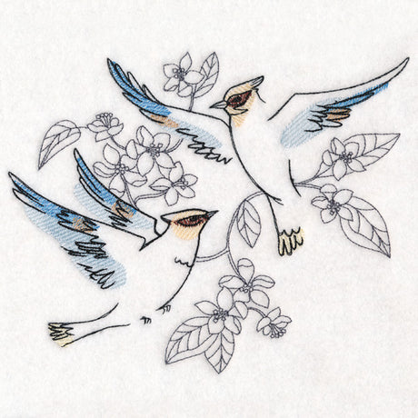 Sweetheart Cedar Waxwings in Watercolor