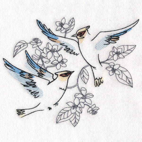 Sweetheart Cedar Waxwings in Watercolor