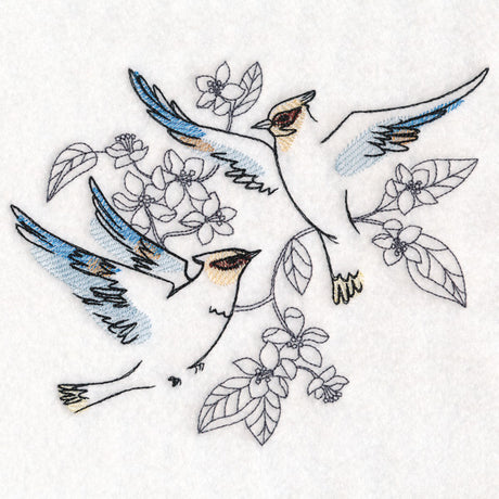 Sweetheart Cedar Waxwings in Watercolor