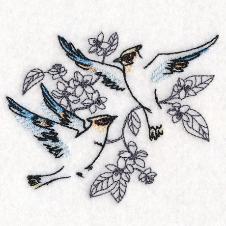 Sweetheart Cedar Waxwings in Watercolor