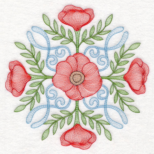 Fancy Floral Medallion - Poppy