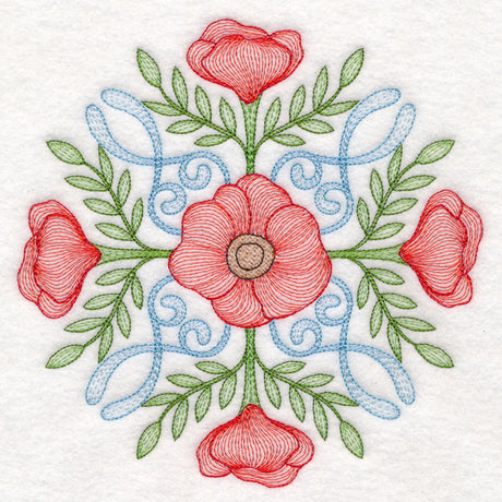 Fancy Floral Medallion - Poppy