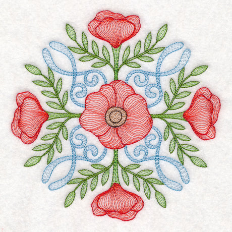 Fancy Floral Medallion - Poppy