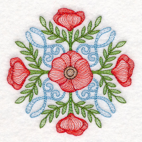 Fancy Floral Medallion - Poppy