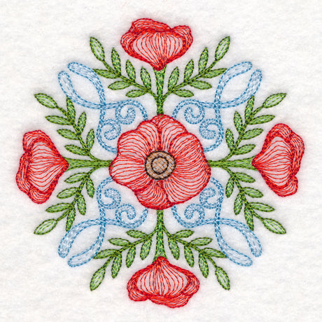 Fancy Floral Medallion - Poppy