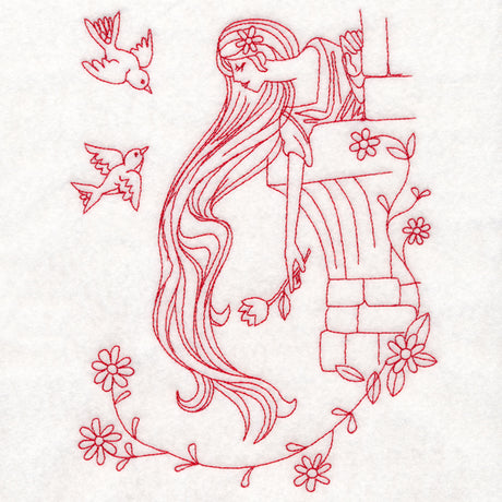 Enchanted Fairy Tale - Rapunzel (Redwork)