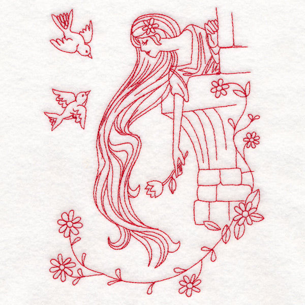 Enchanted Fairy Tale - Rapunzel (Redwork)