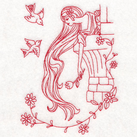 Enchanted Fairy Tale - Rapunzel (Redwork)