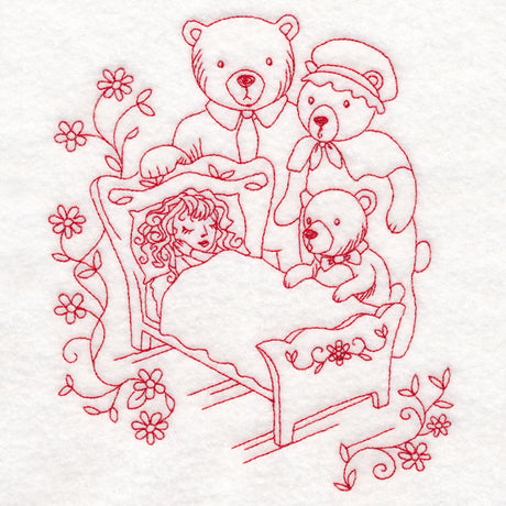 Enchanted Fairy Tale - Goldilocks (Redwork)