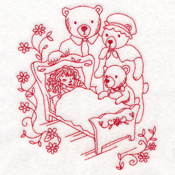 Enchanted Fairy Tale - Goldilocks (Redwork)