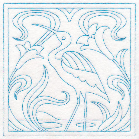 Art Nouveau Floral Quilting - Heron (Double Run)