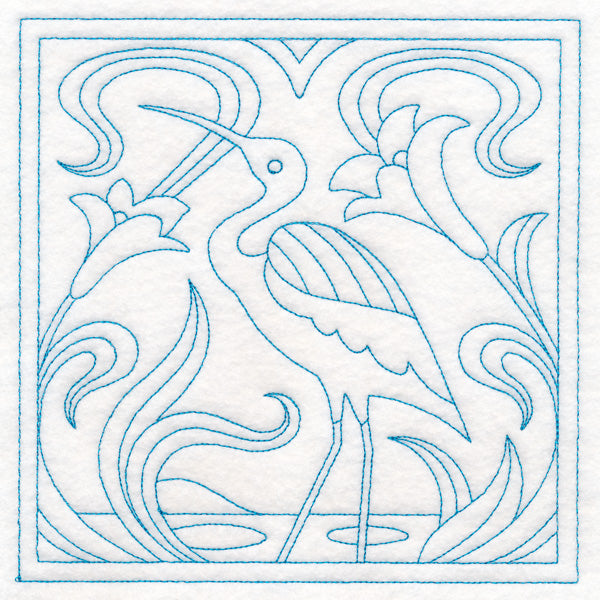 Art Nouveau Floral Quilting - Heron (Double Run)