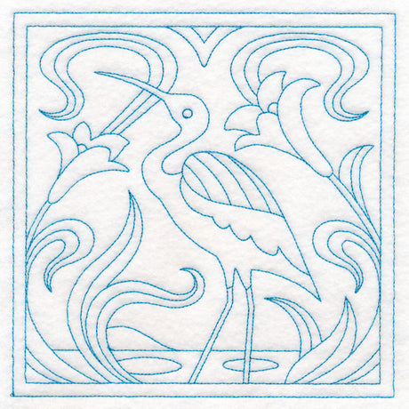 Art Nouveau Floral Quilting - Heron (Double Run)