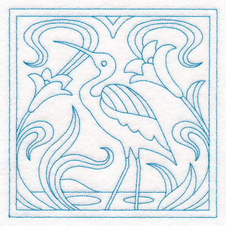 Art Nouveau Floral Quilting - Heron (Double Run)