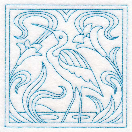 Art Nouveau Floral Quilting - Heron (Double Run)