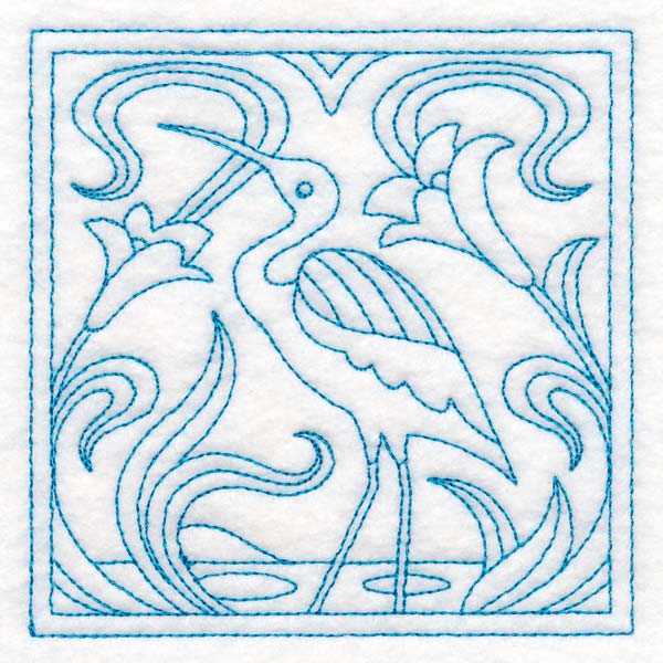 Art Nouveau Floral Quilting - Heron (Double Run)