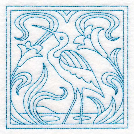 Art Nouveau Floral Quilting - Heron (Double Run)