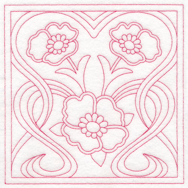 Art Nouveau Floral Quilting - Poppy (Double Run)