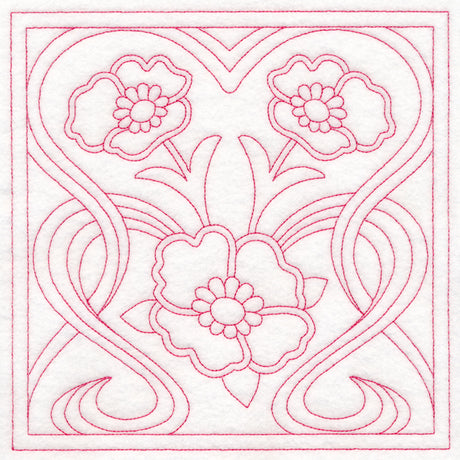 Art Nouveau Floral Quilting - Poppy (Double Run)