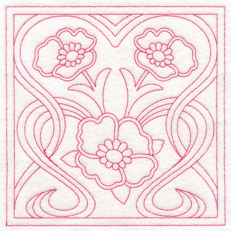 Art Nouveau Floral Quilting - Poppy (Double Run)
