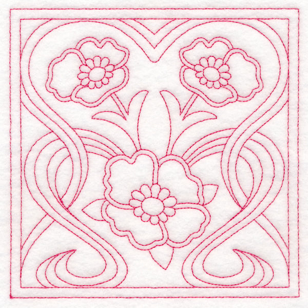 Art Nouveau Floral Quilting - Poppy (Double Run)