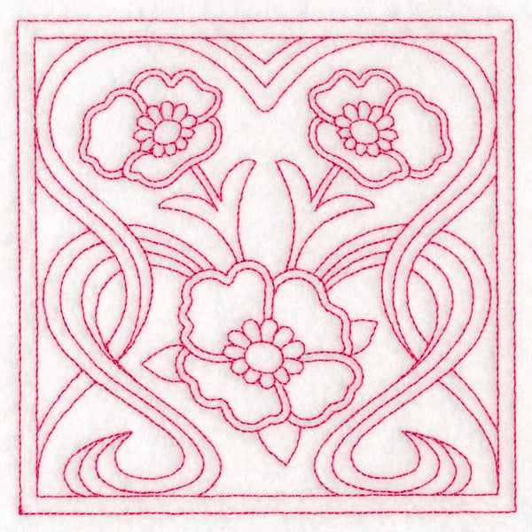 Art Nouveau Floral Quilting - Poppy (Double Run)
