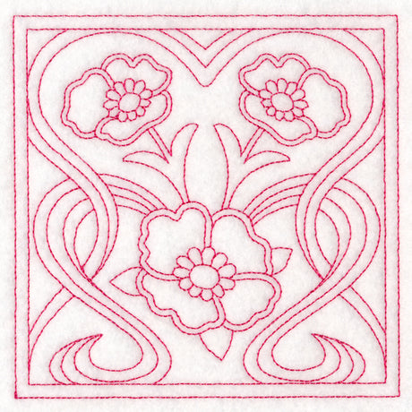 Art Nouveau Floral Quilting - Poppy (Double Run)